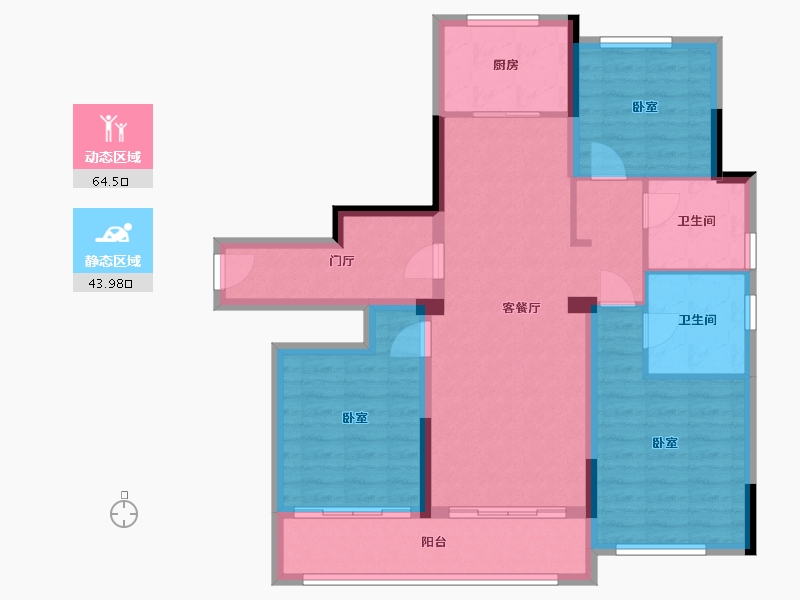 浙江省-杭州市-融创玖樟台-96.82-户型库-动静分区