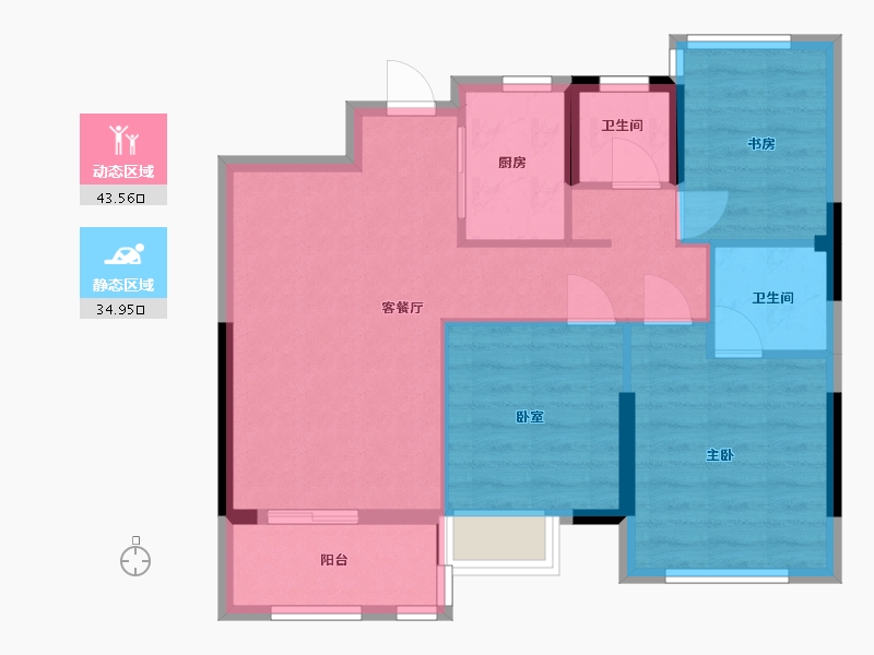 浙江省-宁波市-景瑞龙湖缇香郦城-70.21-户型库-动静分区