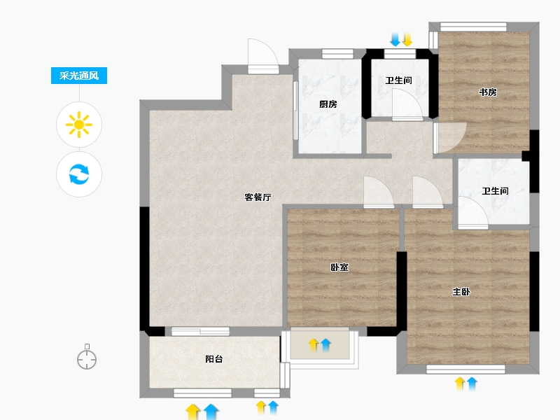 浙江省-宁波市-景瑞龙湖缇香郦城-70.21-户型库-采光通风