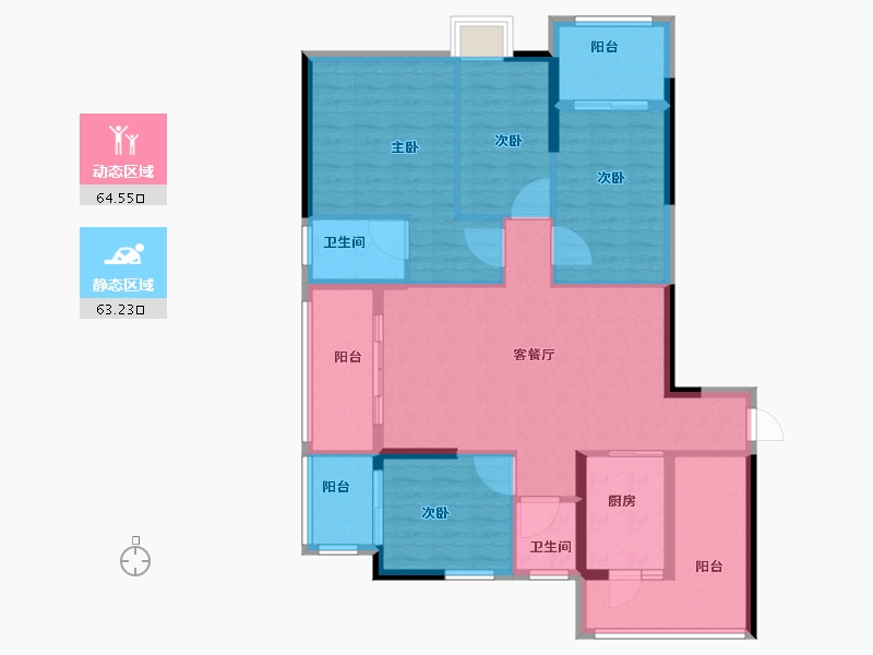 江苏省-淮安市-建华玖珑湾-115.20-户型库-动静分区