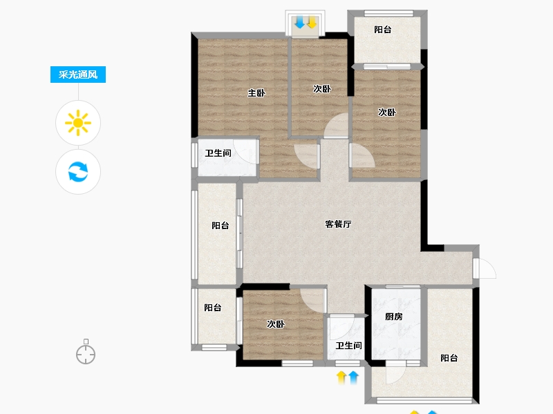 江苏省-淮安市-建华玖珑湾-115.20-户型库-采光通风