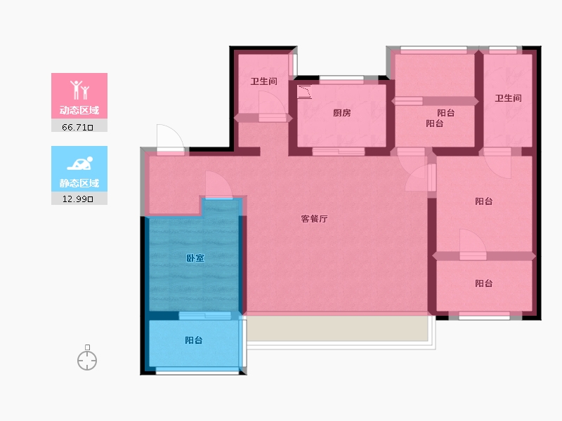 浙江省-宁波市-雅戈尔·嵩江府-68.74-户型库-动静分区