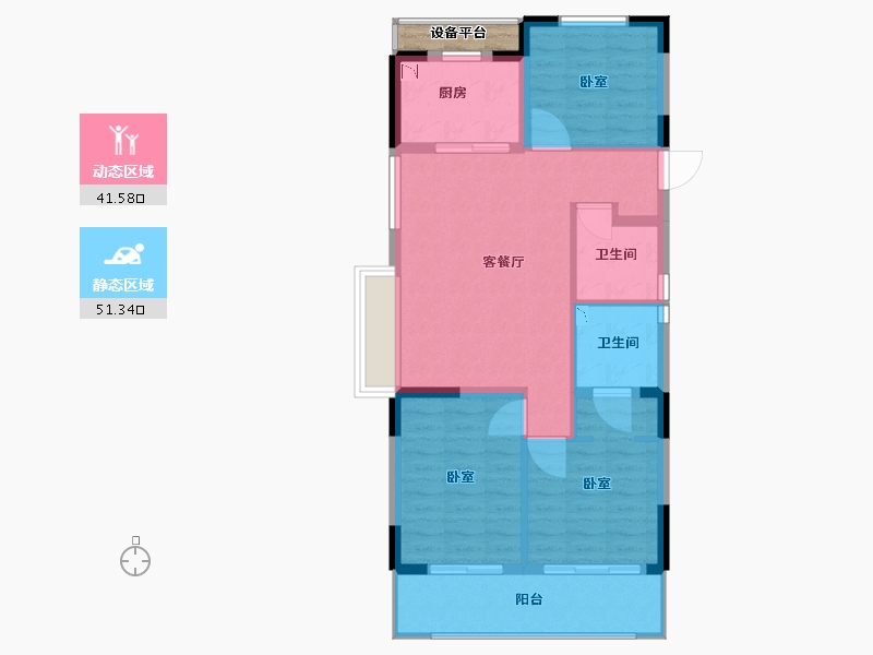 浙江省-宁波市-禹洲•朗玥府-86.00-户型库-动静分区