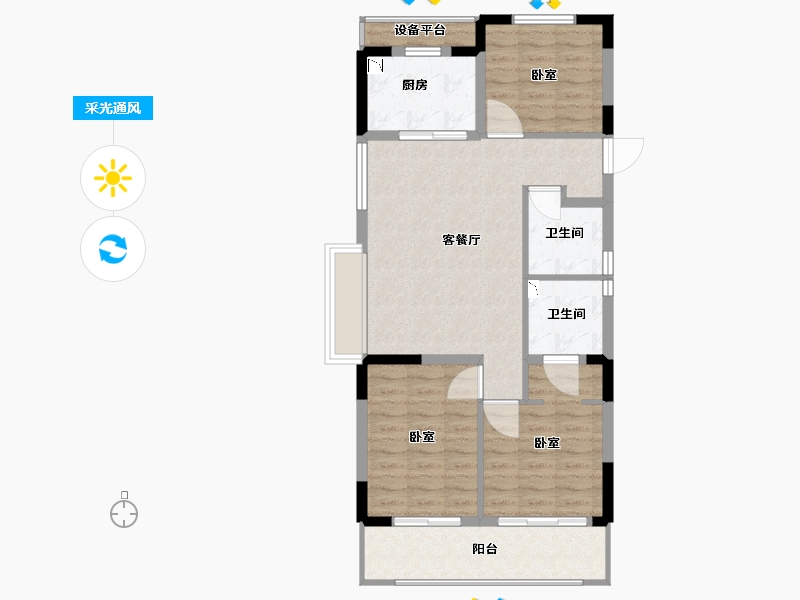 浙江省-宁波市-禹洲•朗玥府-86.00-户型库-采光通风