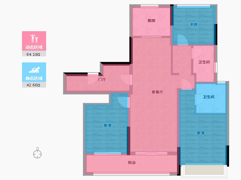 浙江省-杭州市-融创玖樟台-95.21-户型库-动静分区