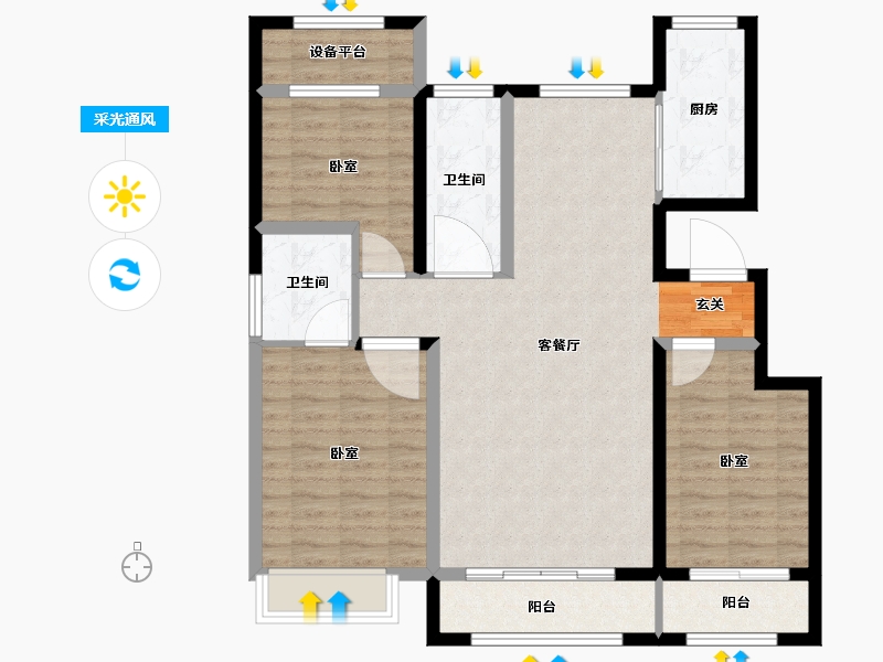 宁夏回族自治区-中卫市-煜基观园悦府-99.81-户型库-采光通风