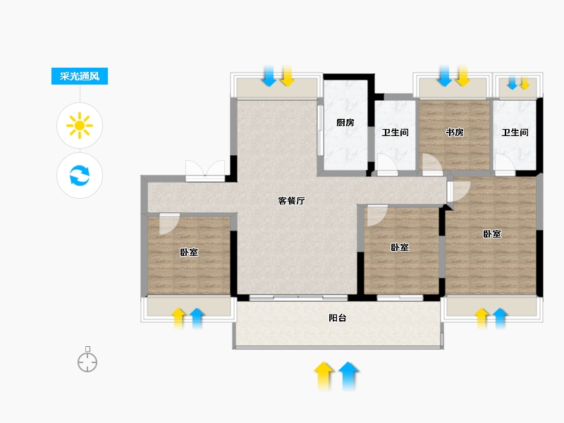 江苏省-宿迁市-泗洪碧桂园·泗州府-114.00-户型库-采光通风