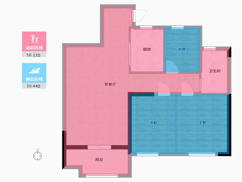 江苏省-淮安市-绿地御园-77.61-户型库-动静分区