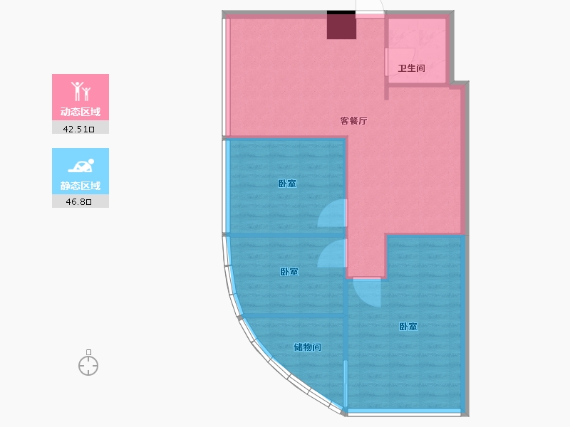 浙江省-温州市-交运城市客厅-82.00-户型库-动静分区