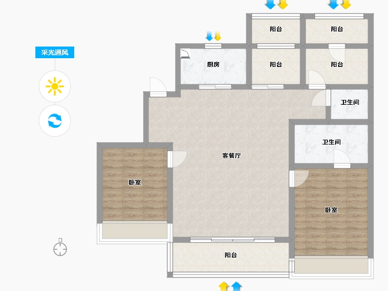 浙江省-宁波市-雅戈尔·嵩江府-106.15-户型库-采光通风