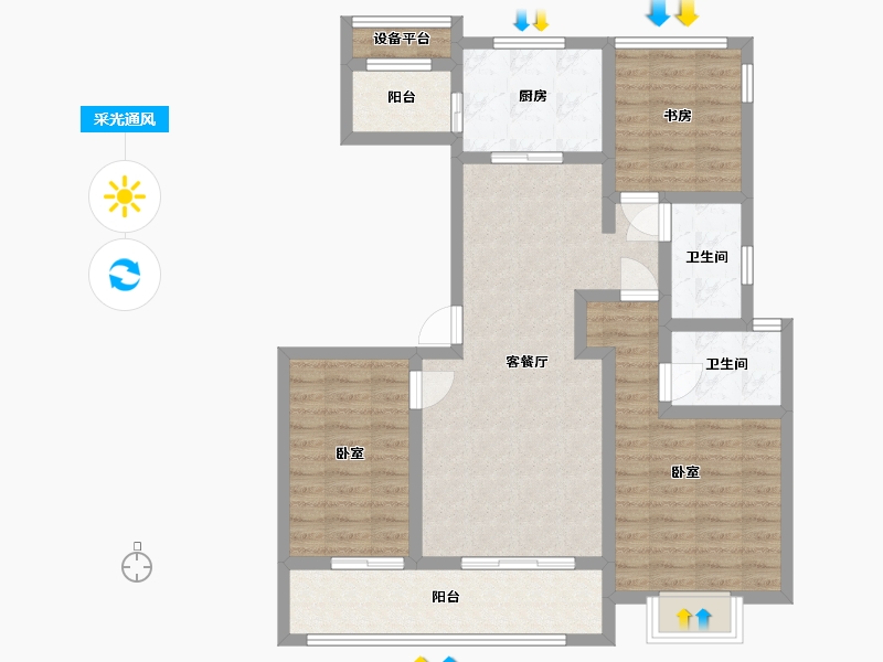 浙江省-宁波市-铂橙+-91.99-户型库-采光通风