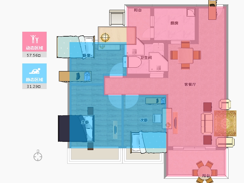 江苏省-南京市-碧桂园世纪城邦-78.99-户型库-动静分区