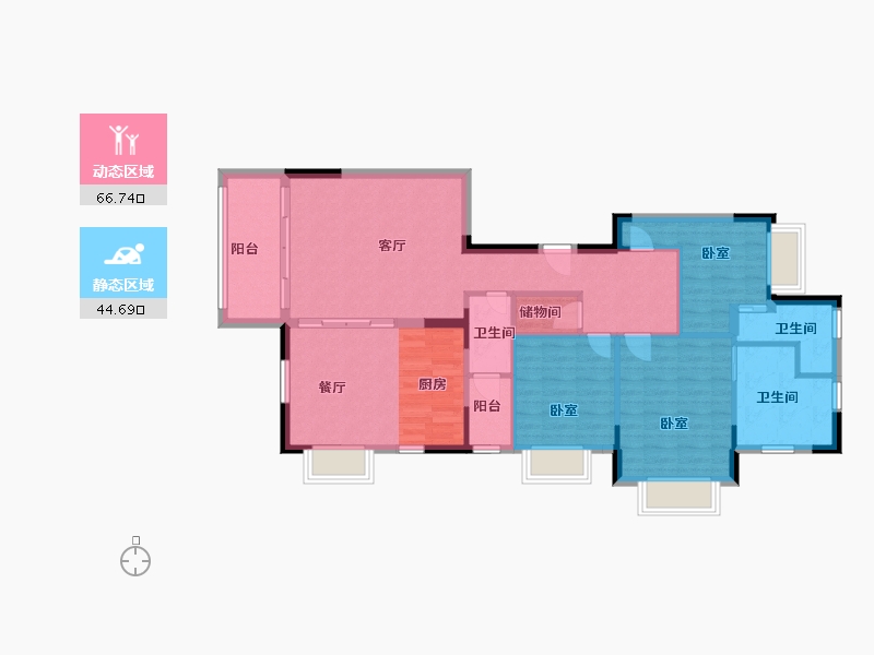 甘肃省-天水市-公园壹号-100.79-户型库-动静分区