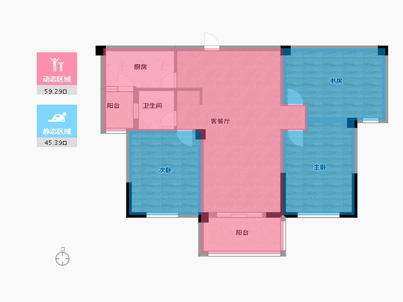 江苏省-淮安市-亿力未来城-93.67-户型库-动静分区