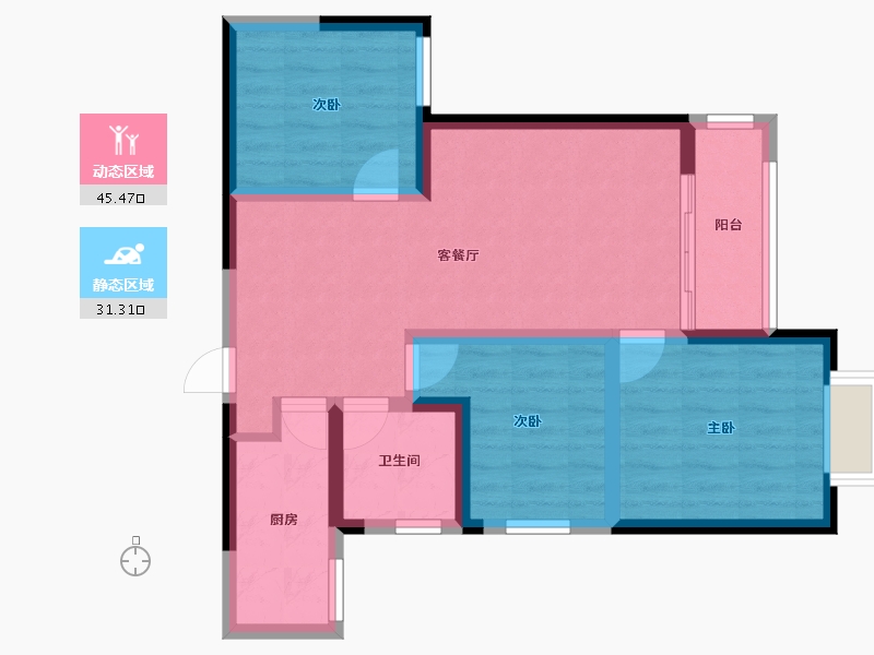 陕西省-西安市-梧桐年华-67.53-户型库-动静分区