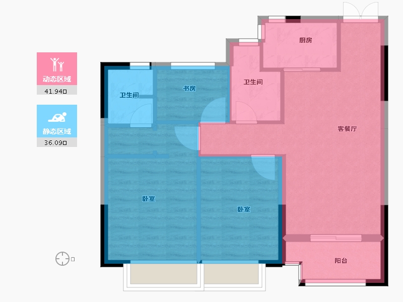 浙江省-嘉兴市-杨柳郡-70.00-户型库-动静分区