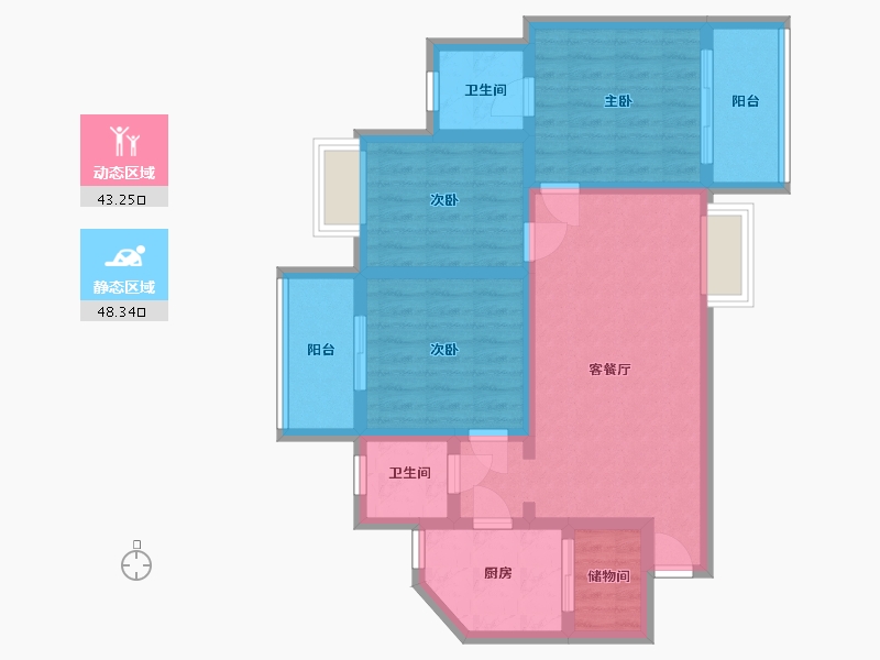 广东省-深圳市-中海怡翠-80.30-户型库-动静分区