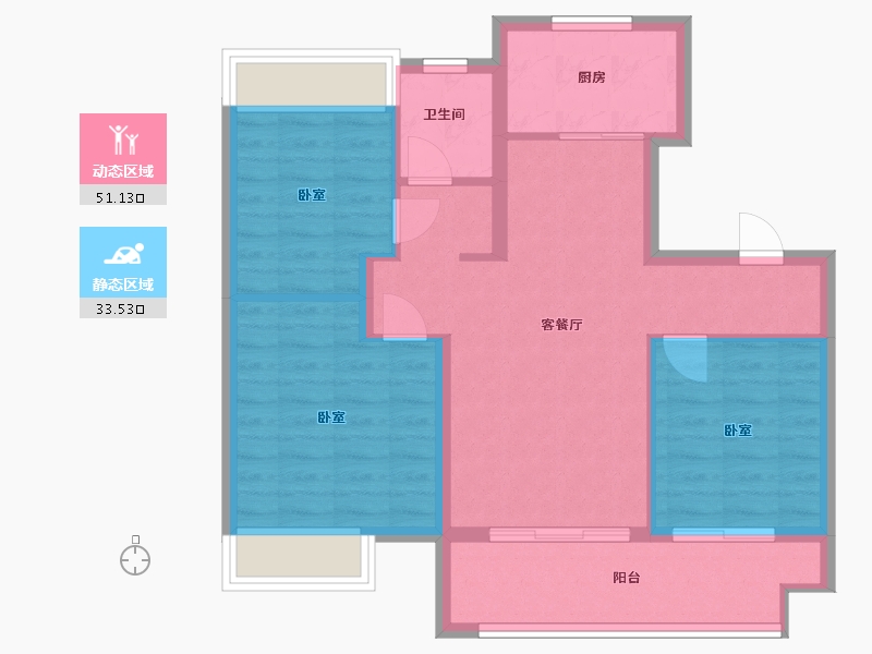 江苏省-镇江市-万科金域蓝湾-75.99-户型库-动静分区