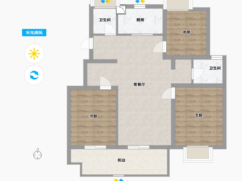 江苏省-南通市-融创荣润玖樟台-78.00-户型库-采光通风