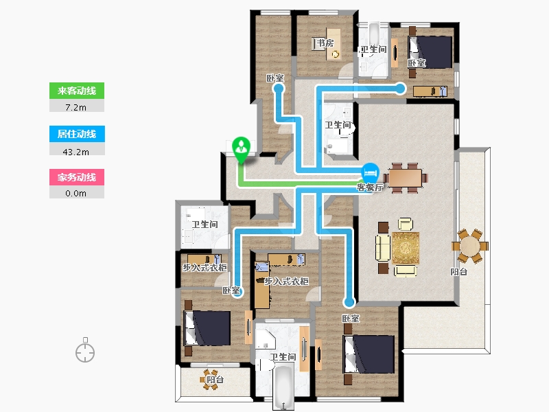 陕西省-西安市-绿城新兴玉园-224.68-户型库-动静线