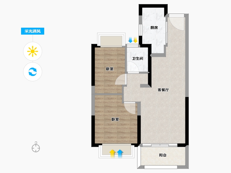 江苏省-南京市-西江瑞府-60.00-户型库-采光通风