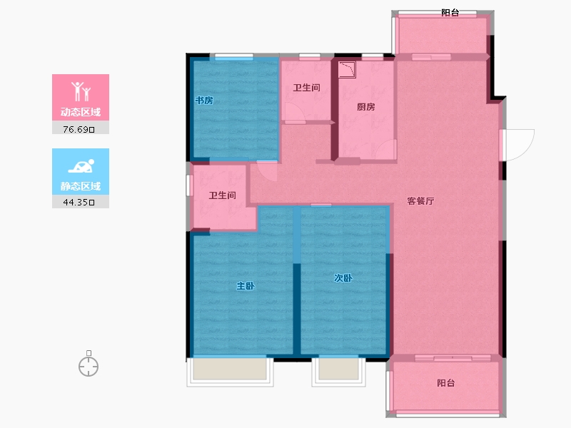 江苏省-盐城市-凤凰汇天辰府-108.47-户型库-动静分区