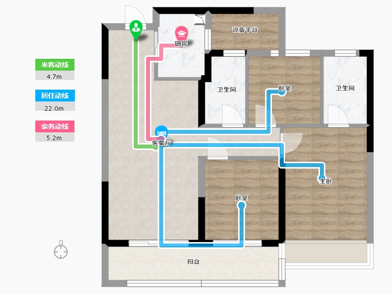 浙江省-杭州市-坤和融创开元望金沙-79.56-户型库-动静线