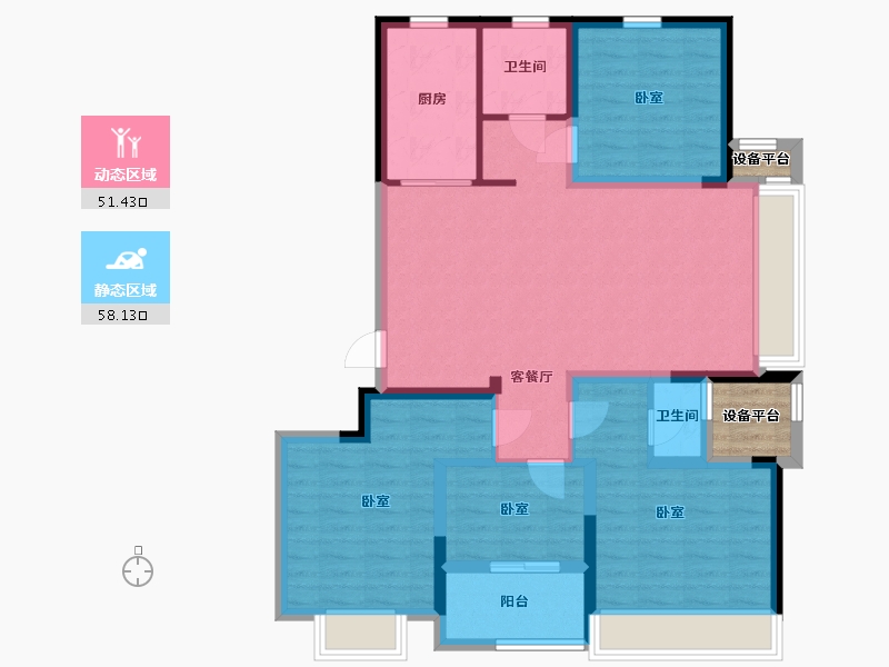 浙江省-杭州市-绿城千岛湖柳岸晓风-101.16-户型库-动静分区