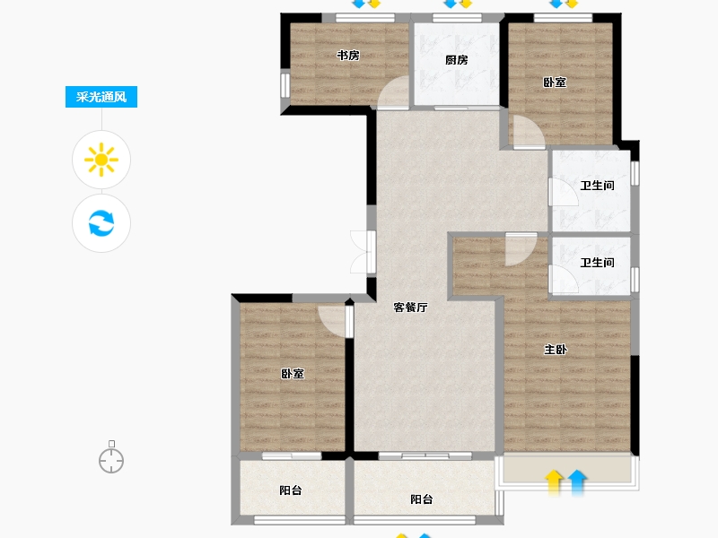 江苏省-扬州市-佳源玖珑湾-111.08-户型库-采光通风