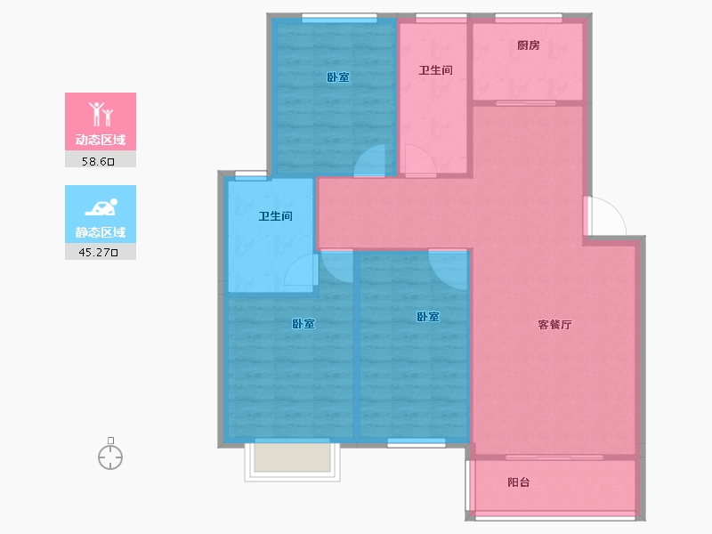 青海省-西宁市-平安先河东苑-95.30-户型库-动静分区