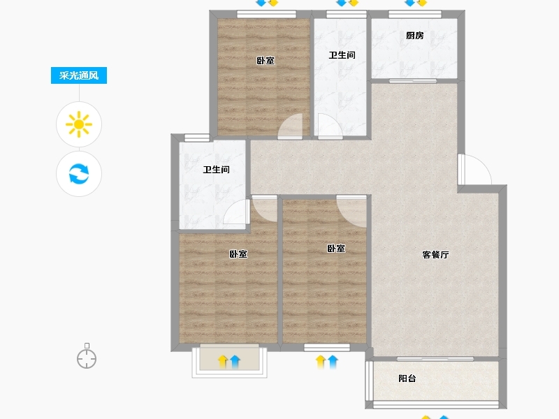 青海省-西宁市-平安先河东苑-95.30-户型库-采光通风