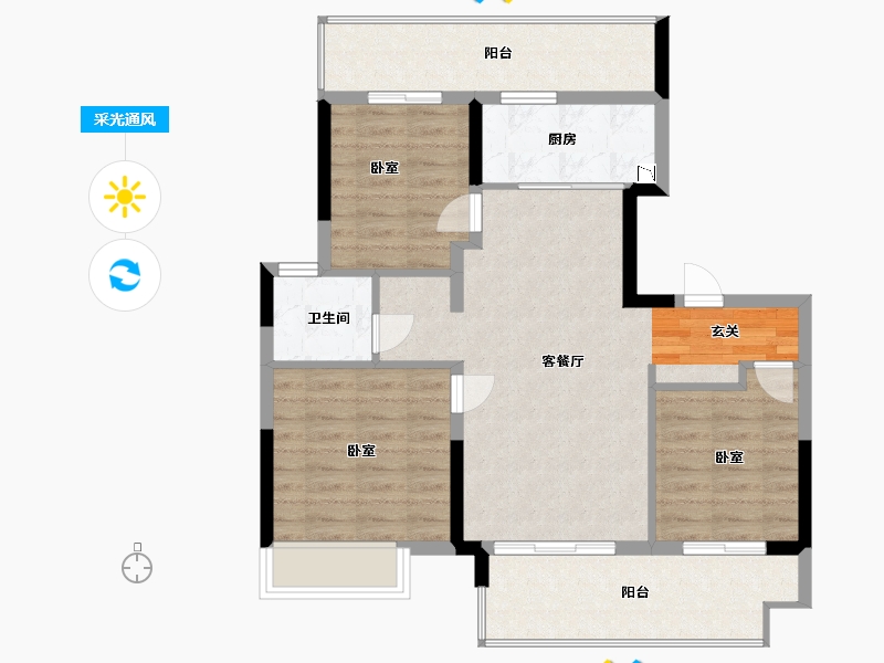 江苏省-镇江市-镇江金山铭著-82.07-户型库-采光通风