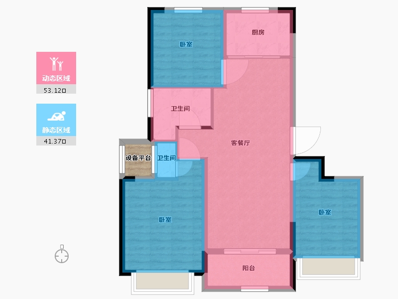 浙江省-杭州市-绿城千岛湖柳岸晓风-87.00-户型库-动静分区