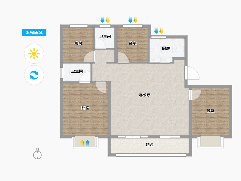 江苏省-南京市-佳兆业悦峰府-112.00-户型库-采光通风