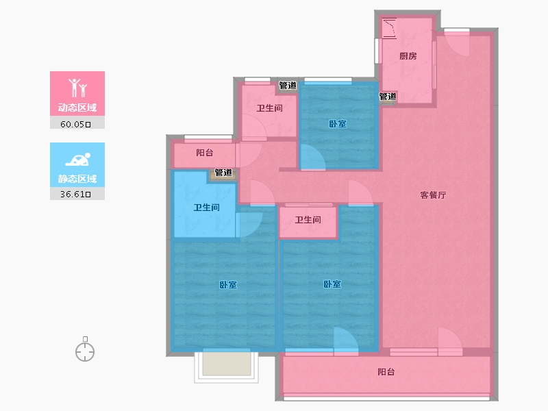 山西省-太原市-华润公元九里-85.95-户型库-动静分区