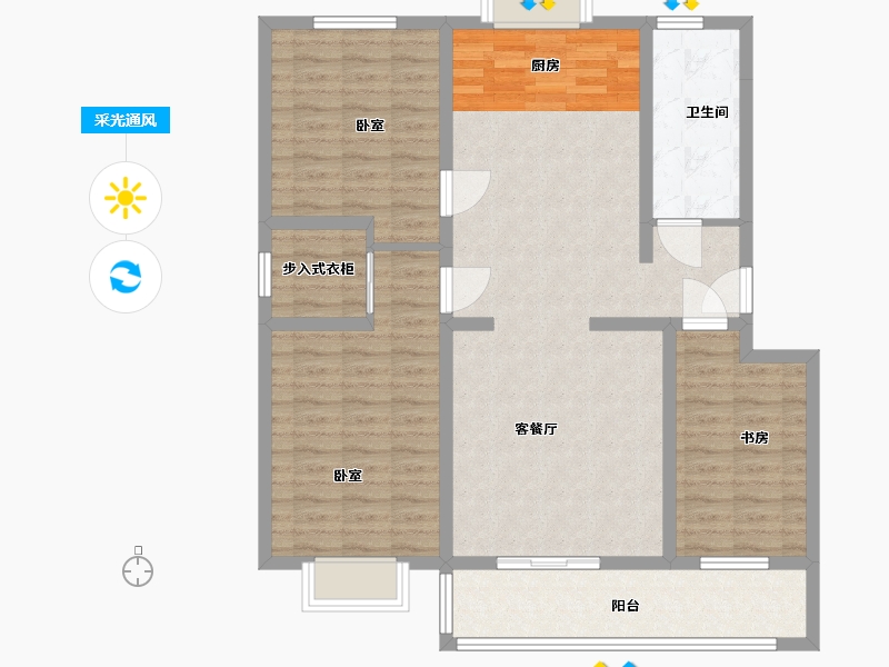 甘肃省-金昌市-天庆 金水湖畔-106.00-户型库-采光通风