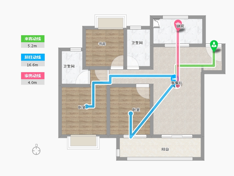 江苏省-无锡市-融创大塘御园-86.00-户型库-动静线