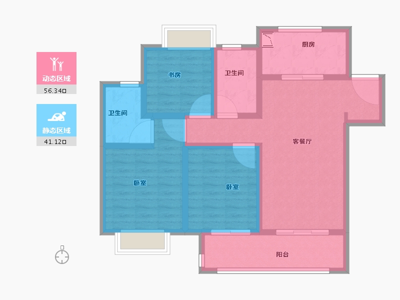 江苏省-无锡市-融创大塘御园-86.00-户型库-动静分区