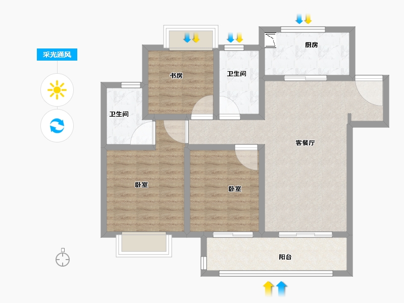 江苏省-无锡市-融创大塘御园-86.00-户型库-采光通风