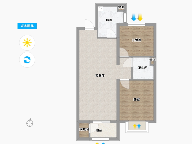 山西省-太原市-保利时光印象-57.81-户型库-采光通风