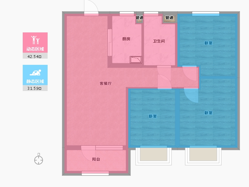 山西省-太原市-华润公元九里-65.56-户型库-动静分区