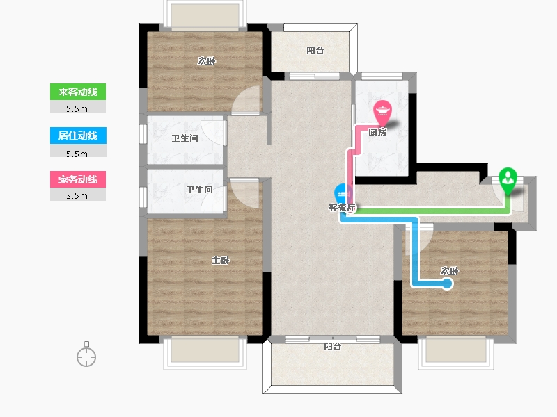 江苏省-扬州市-宝应碧桂园·天悦公馆-92.02-户型库-动静线