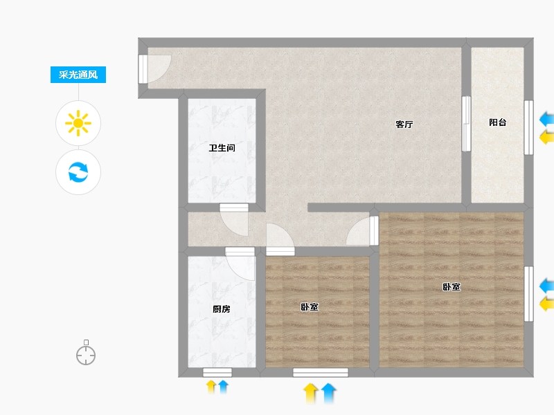 山西省-太原市-橙色公寓-75.76-户型库-采光通风