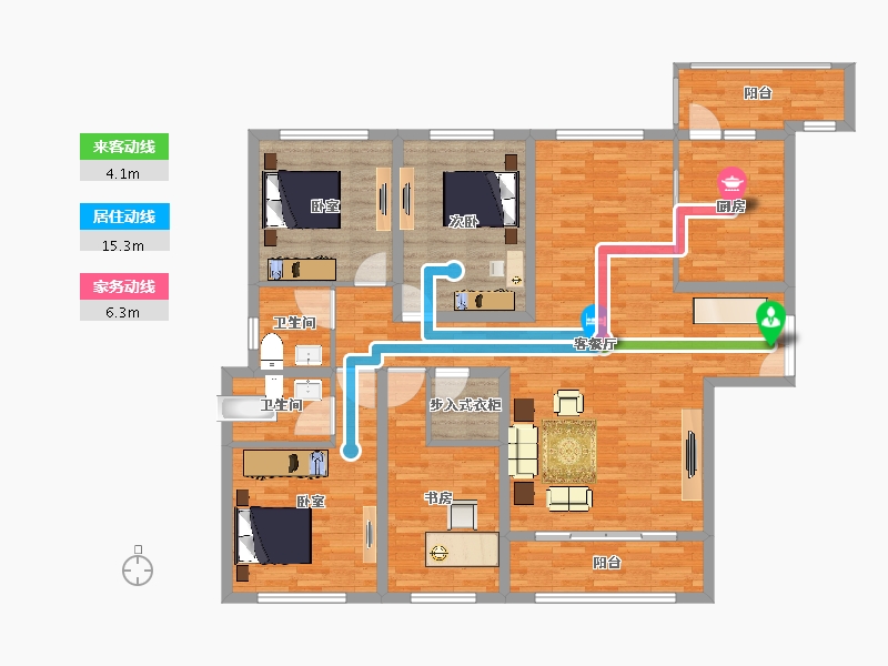 陕西省-西安市-沣东旺城-137.80-户型库-动静线