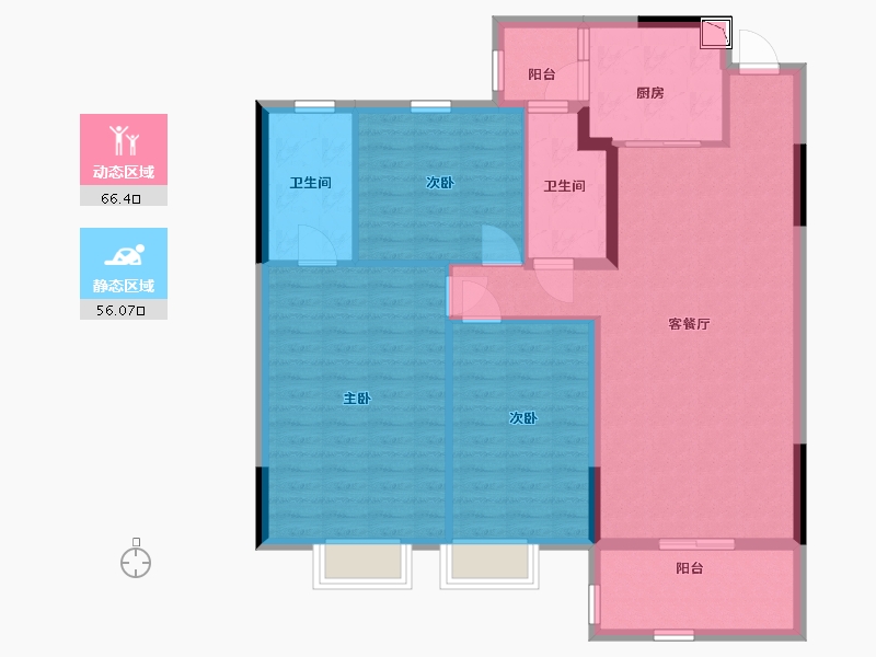 江苏省-南通市-南通恒大林溪郡-111.00-户型库-动静分区