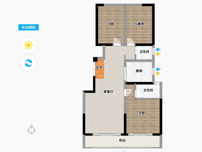 甘肃省-天水市-保利堂悦-98.98-户型库-采光通风