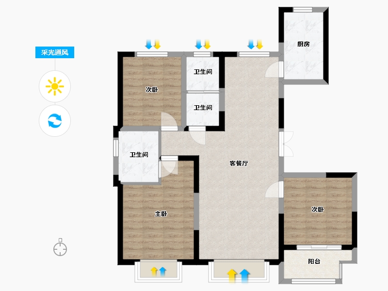 河北省-保定市-王府壹号-87.80-户型库-采光通风