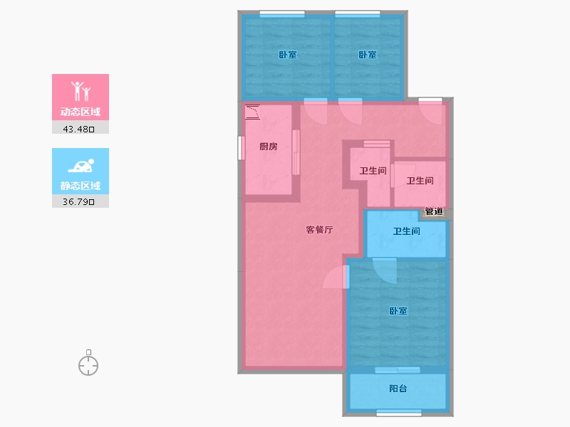 山西省-太原市-万科城市之光•东望-70.52-户型库-动静分区