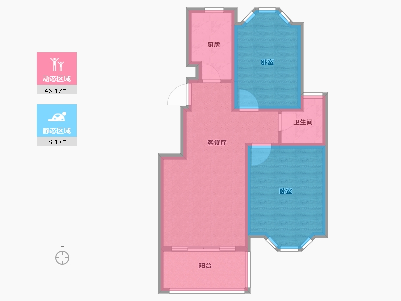 江苏省-扬州市-蜀冈金地-66.07-户型库-动静分区