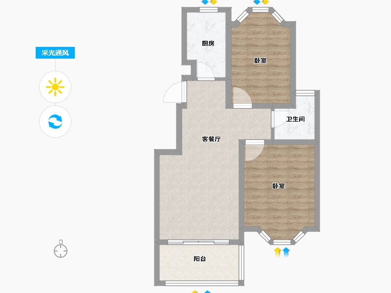 江苏省-扬州市-蜀冈金地-66.07-户型库-采光通风